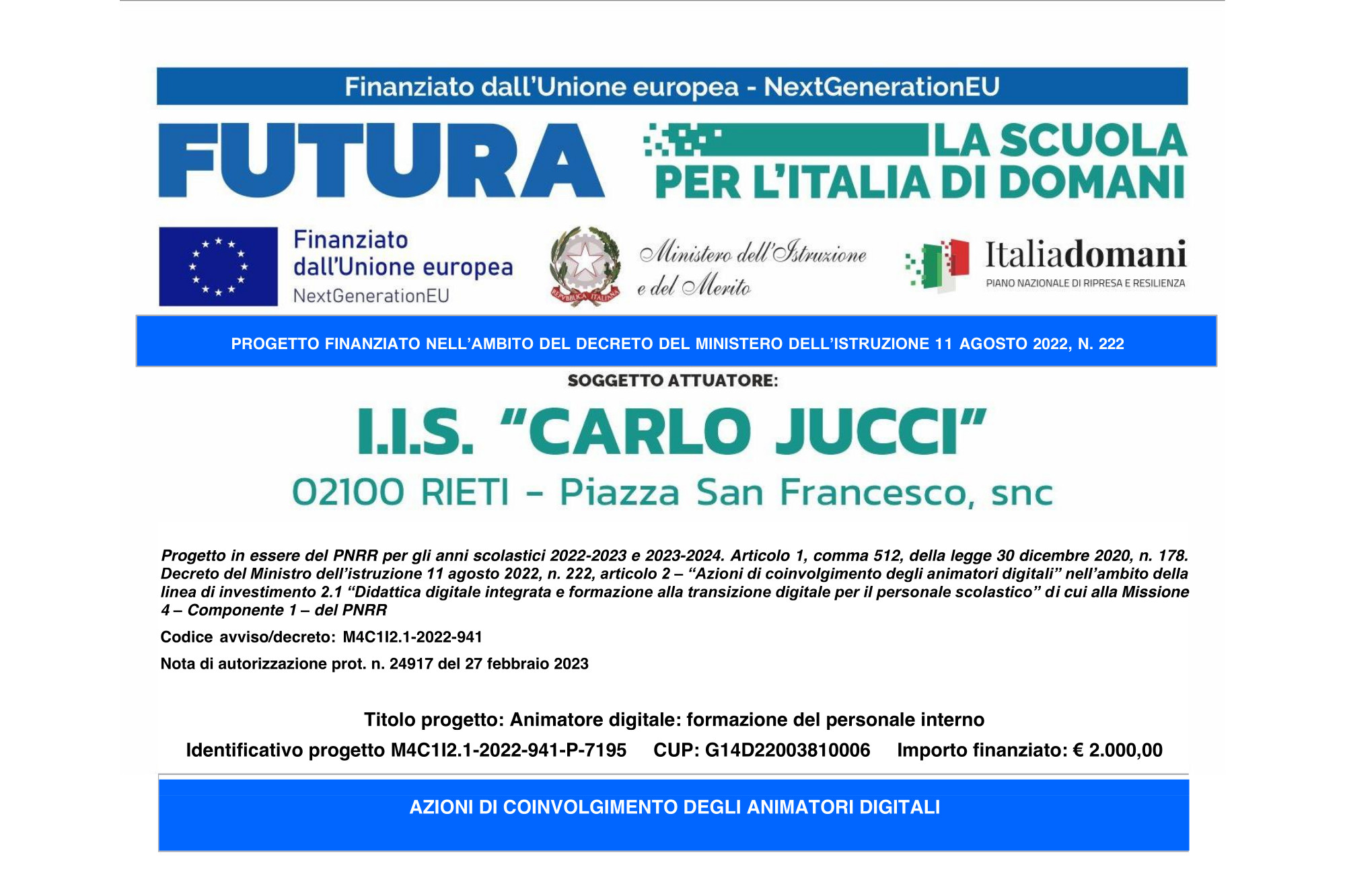 Targa pubblicitaria DM 222/2022

 